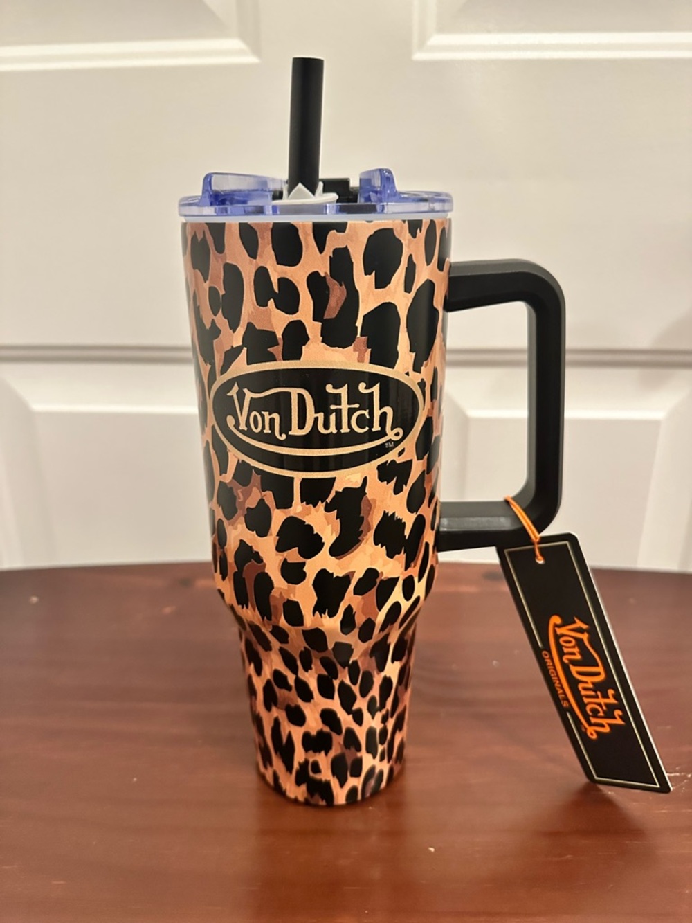 Von Dutch Leopard Print Double Walled Insulated Stainless Steel 40oz Tumbler